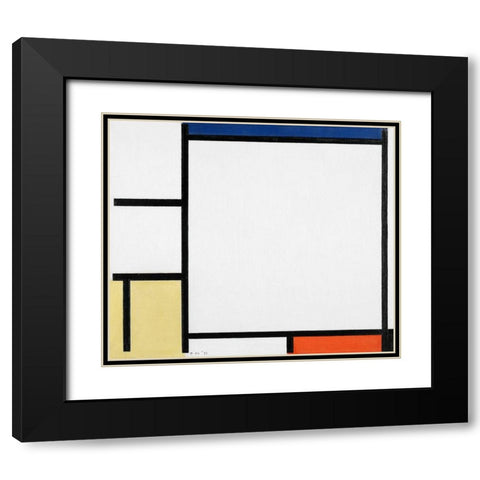 Composition with Blue-Red-Yellow-and Black Black Modern Wood Framed Art Print with Double Matting by Mondrian, Piet