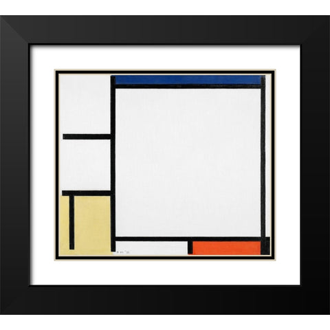 Composition with Blue-Red-Yellow-and Black Black Modern Wood Framed Art Print with Double Matting by Mondrian, Piet