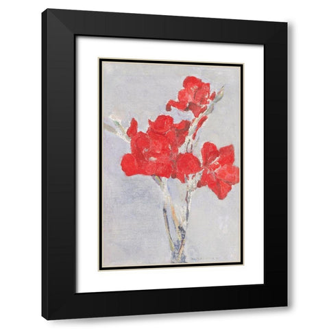 Red Gladioli Black Modern Wood Framed Art Print with Double Matting by Mondrian, Piet