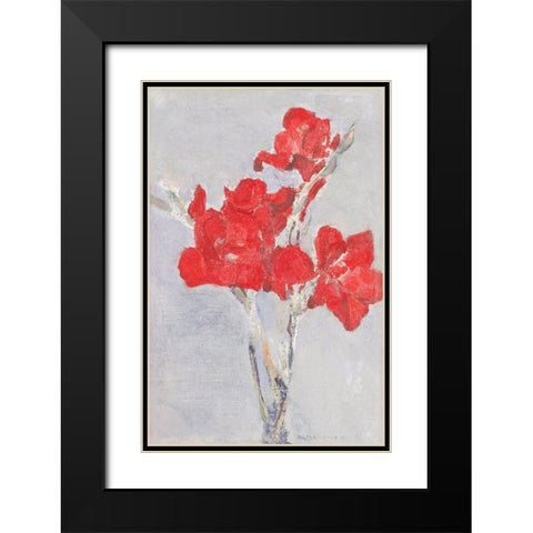 Red Gladioli Black Modern Wood Framed Art Print with Double Matting by Mondrian, Piet