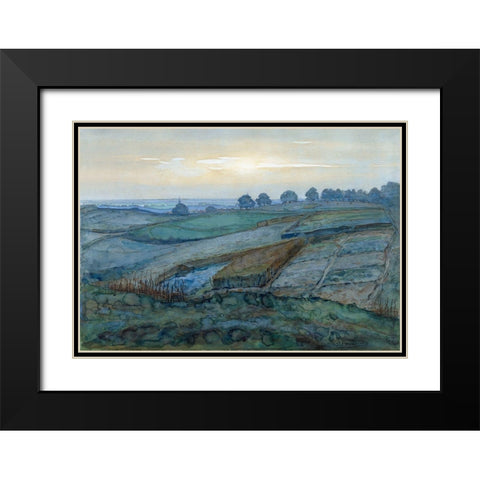 Landscape near Arnhem Black Modern Wood Framed Art Print with Double Matting by Mondrian, Piet