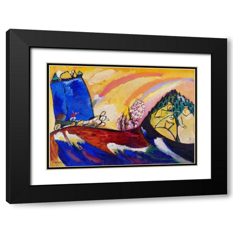 Painting with Troika 1911 Black Modern Wood Framed Art Print with Double Matting by Kandinsky, Wassily