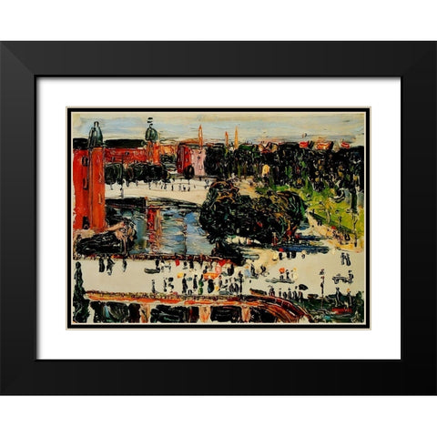 Amsterdam-view from a window 1904 Black Modern Wood Framed Art Print with Double Matting by Kandinsky, Wassily