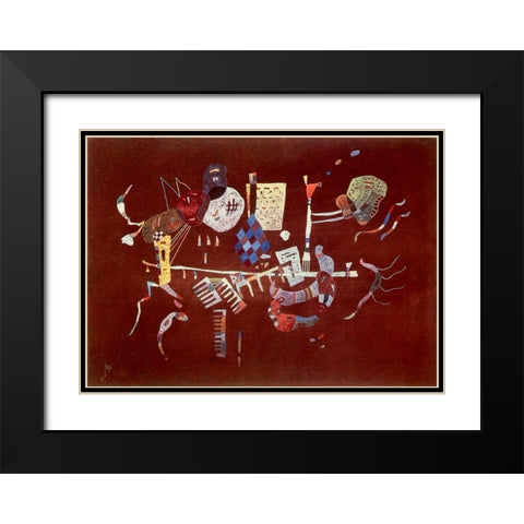 Around the line 1943 Black Modern Wood Framed Art Print with Double Matting by Kandinsky, Wassily