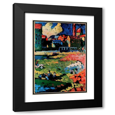 Before the City 1908 Black Modern Wood Framed Art Print with Double Matting by Kandinsky, Wassily