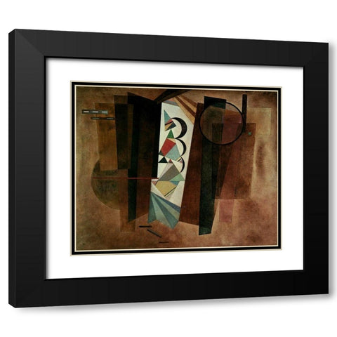 Development in Brown 1933 Black Modern Wood Framed Art Print with Double Matting by Kandinsky, Wassily