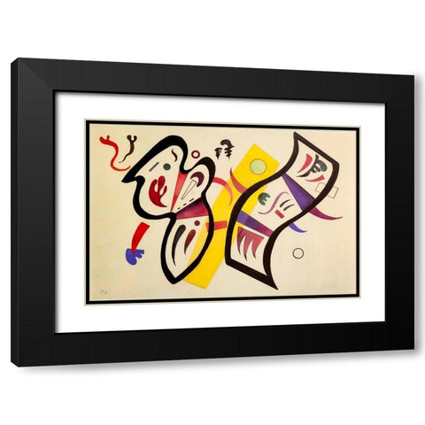 Double Affirmation 1934 Black Modern Wood Framed Art Print with Double Matting by Kandinsky, Wassily
