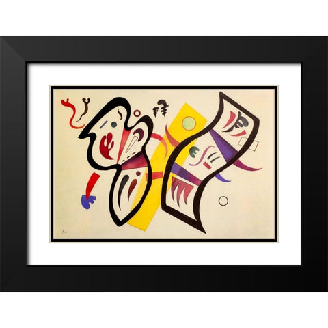 Double Affirmation 1934 Black Modern Wood Framed Art Print with Double Matting by Kandinsky, Wassily
