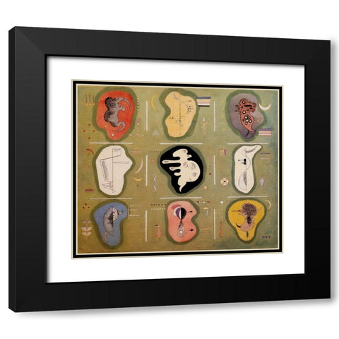 Graceful Ascent 1934 Black Modern Wood Framed Art Print with Double Matting by Kandinsky, Wassily