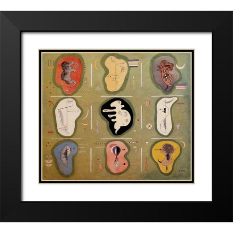 Graceful Ascent 1934 Black Modern Wood Framed Art Print with Double Matting by Kandinsky, Wassily