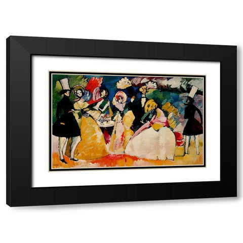 Group in crinolines 1909 Black Modern Wood Framed Art Print with Double Matting by Kandinsky, Wassily