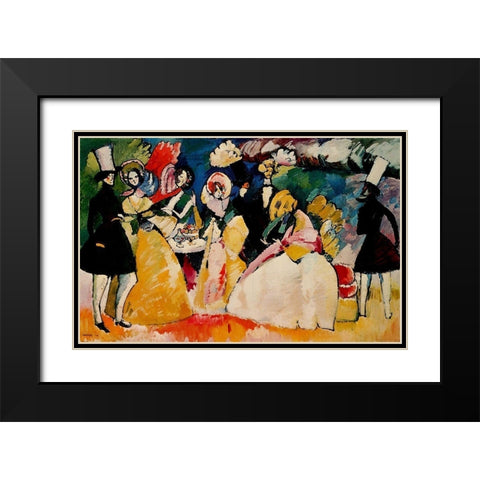 Group in crinolines 1909 Black Modern Wood Framed Art Print with Double Matting by Kandinsky, Wassily