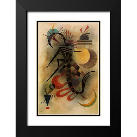 Hard but Soft 1927 Black Modern Wood Framed Art Print with Double Matting by Kandinsky, Wassily