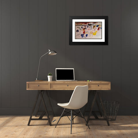 Horsemen on the shore c.1910 Black Modern Wood Framed Art Print with Double Matting by Kandinsky, Wassily