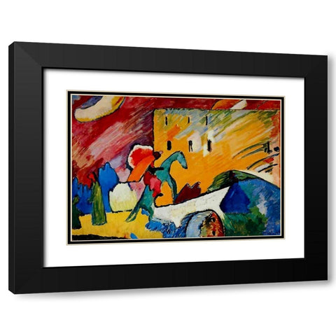 Improvisation no.3 1909 Black Modern Wood Framed Art Print with Double Matting by Kandinsky, Wassily