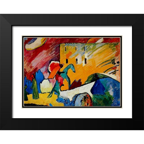 Improvisation no.3 1909 Black Modern Wood Framed Art Print with Double Matting by Kandinsky, Wassily