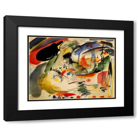 Improvisation no.33 1913 Black Modern Wood Framed Art Print with Double Matting by Kandinsky, Wassily