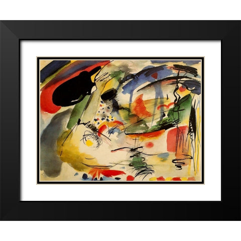 Improvisation no.33 1913 Black Modern Wood Framed Art Print with Double Matting by Kandinsky, Wassily