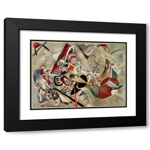 In Grey 1919 Black Modern Wood Framed Art Print with Double Matting by Kandinsky, Wassily