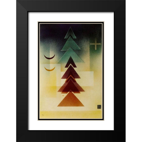 Into the Dark 1928 Black Modern Wood Framed Art Print with Double Matting by Kandinsky, Wassily