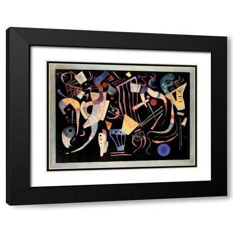Multiple Forms 1936 Black Modern Wood Framed Art Print with Double Matting by Kandinsky, Wassily
