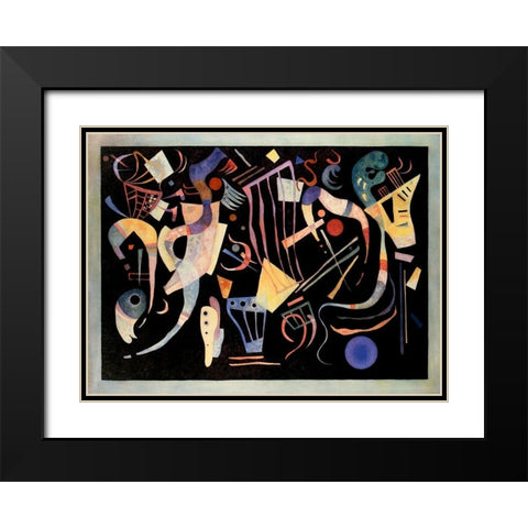 Multiple Forms 1936 Black Modern Wood Framed Art Print with Double Matting by Kandinsky, Wassily