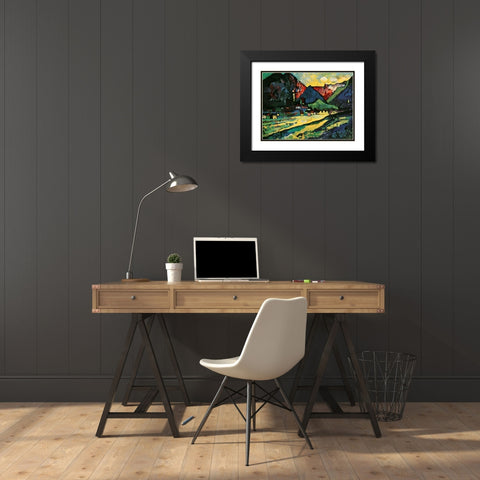 Murnau Landscape 1909 Black Modern Wood Framed Art Print with Double Matting by Kandinsky, Wassily