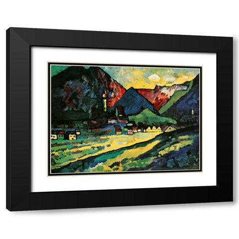 Murnau Landscape 1909 Black Modern Wood Framed Art Print with Double Matting by Kandinsky, Wassily