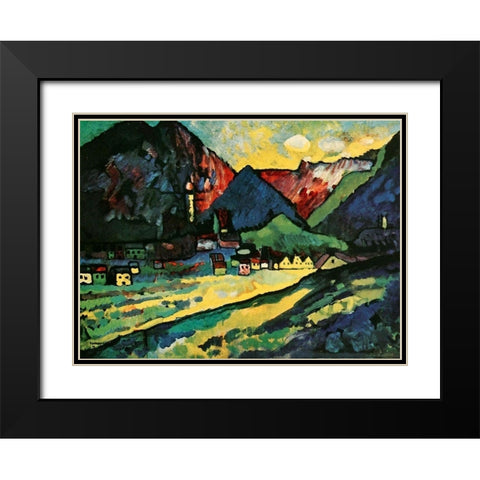 Murnau Landscape 1909 Black Modern Wood Framed Art Print with Double Matting by Kandinsky, Wassily