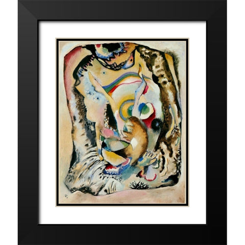 Painting on light ground 1916 Black Modern Wood Framed Art Print with Double Matting by Kandinsky, Wassily