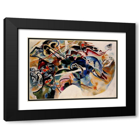 Painting with White Border 1913 Black Modern Wood Framed Art Print with Double Matting by Kandinsky, Wassily