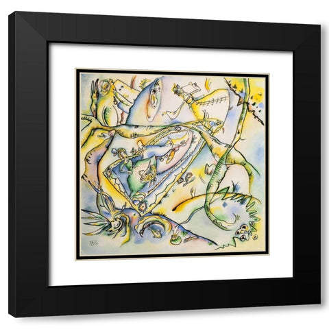 Picnic 1916 Black Modern Wood Framed Art Print with Double Matting by Kandinsky, Wassily