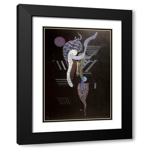Soft 1936 Black Modern Wood Framed Art Print with Double Matting by Kandinsky, Wassily