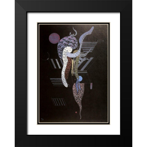 Soft 1936 Black Modern Wood Framed Art Print with Double Matting by Kandinsky, Wassily