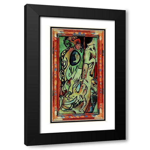 St. George II Black Modern Wood Framed Art Print with Double Matting by Kandinsky, Wassily