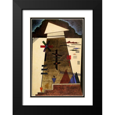 Stables 1925 Black Modern Wood Framed Art Print with Double Matting by Kandinsky, Wassily