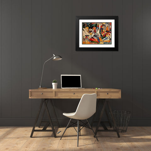 Study for Composition II 1909-10 Black Modern Wood Framed Art Print with Double Matting by Kandinsky, Wassily