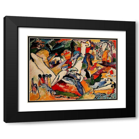 Study for Composition II 1909-10 Black Modern Wood Framed Art Print with Double Matting by Kandinsky, Wassily