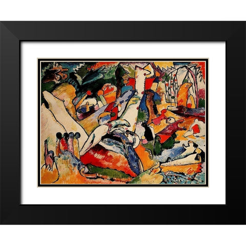 Study for Composition II 1909-10 Black Modern Wood Framed Art Print with Double Matting by Kandinsky, Wassily