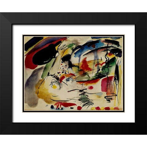 Study for Improvisation 33 1913 Black Modern Wood Framed Art Print with Double Matting by Kandinsky, Wassily