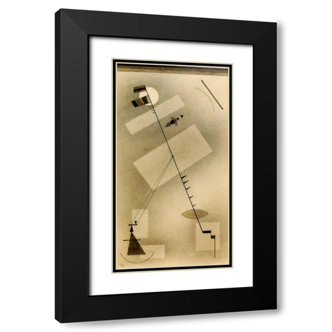 Taut Line 1931 Black Modern Wood Framed Art Print with Double Matting by Kandinsky, Wassily
