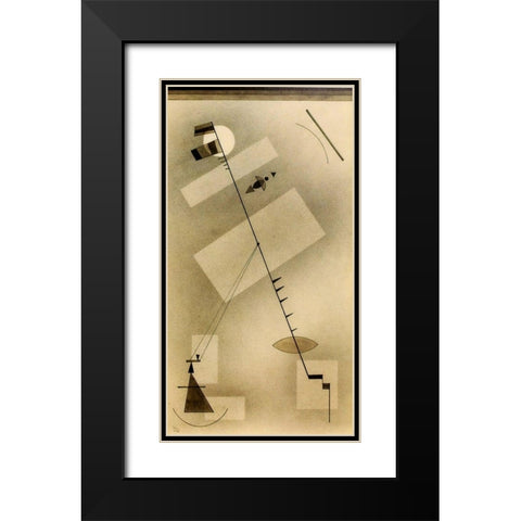 Taut Line 1931 Black Modern Wood Framed Art Print with Double Matting by Kandinsky, Wassily