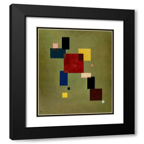 Thirteen Rectangles 1930 Black Modern Wood Framed Art Print with Double Matting by Kandinsky, Wassily