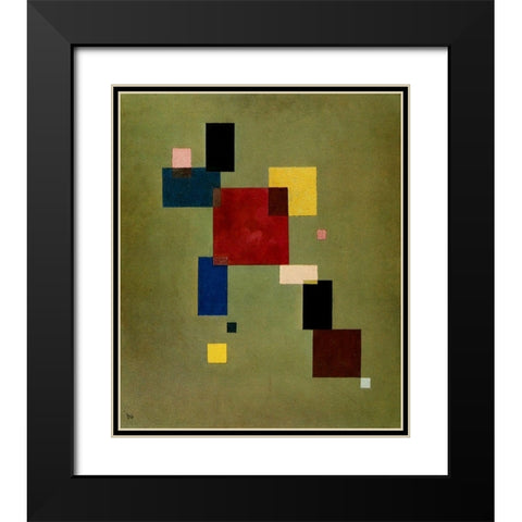 Thirteen Rectangles 1930 Black Modern Wood Framed Art Print with Double Matting by Kandinsky, Wassily