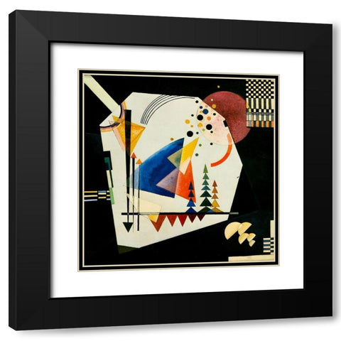 Three Sounds 1926 Black Modern Wood Framed Art Print with Double Matting by Kandinsky, Wassily