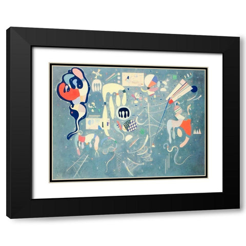 Various Actions 1941 Black Modern Wood Framed Art Print with Double Matting by Kandinsky, Wassily