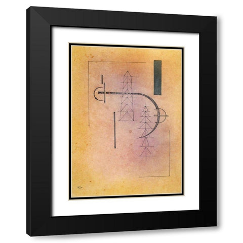 Vertical Accent 1928 Black Modern Wood Framed Art Print with Double Matting by Kandinsky, Wassily