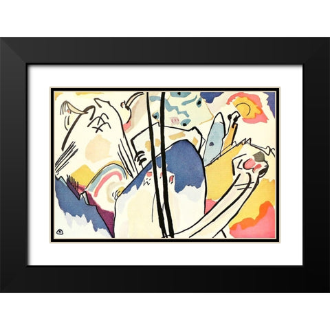 Watercolour sketch for comp.4 Black Modern Wood Framed Art Print with Double Matting by Kandinsky, Wassily