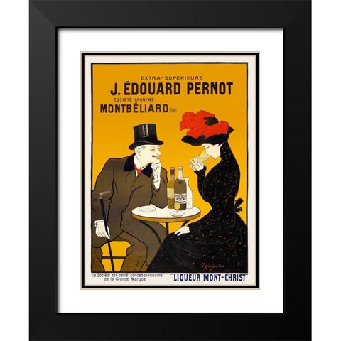 Man and woman at a cafe Black Modern Wood Framed Art Print with Double Matting by Cappiello, Leonetto