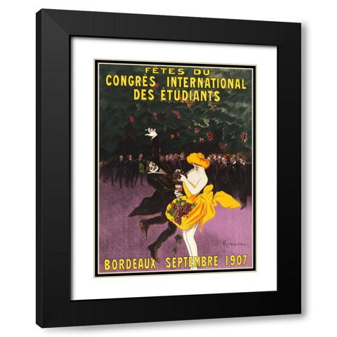 Celebrations of the international student congress-Bordeaux Black Modern Wood Framed Art Print with Double Matting by Cappiello, Leonetto